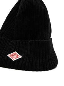 Danton Wollen muts met logopatch - Zwart