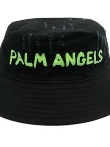 Palm Angels logo-print cotton bucket hat - Zwart