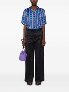 Sacai high-waist wide-leg cargo pants - Blauw