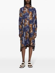 Henrik Vibskov Tape bird-pattern midi dress - Blauw