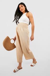 Boohoo Zwangerschap Linnen Culottes Met Geplooide Taille, Stone