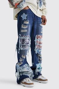 Boohoo Onbewerkte Flared Baggy Jeans, Antique Blue