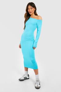Boohoo Assymetrische Midi Jurk Met Lange Mouwen, Aqua
