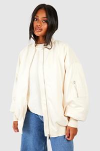 Boohoo Oversized Faux Suede Bomber Jacket, Cream