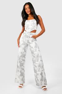 Boohoo Gebleekte Keperstof Mid Rise Cargo Broek Met Zakken, Grey