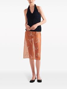 Prada Kokerrok met geborduurde bloemen - Oranje