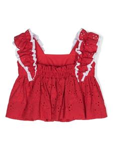 Monnalisa Top met broderie anglaise afwerking - Rood