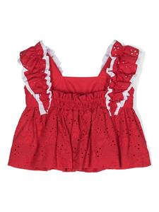 Monnalisa Top met broderie anglaise afwerking - Rood