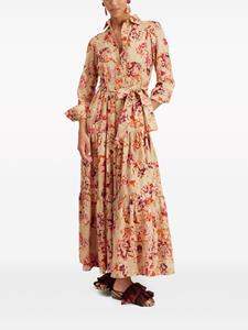 La DoubleJ Blousejurk met bloemenprint - Beige