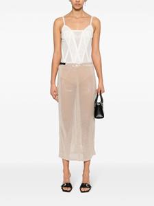 Courrèges glitter long skirt - Beige