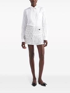 Prada Mini-rok verfraaid met kristallen en franje - Zilver
