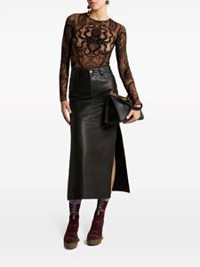 ETRO Leren midi-rok - Zwart