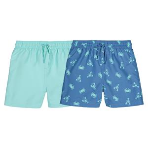 LA REDOUTE COLLECTIONS Set van 2 zwemshorts 1 bedrukt + 1 effen