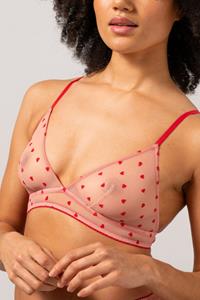 Understatement Damen vegan Mesh Triangle Bralette Blassrosa & Tiefrot