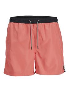 Jack & Jones Heren zwemshorts jpstfiji black tape effen hot coral