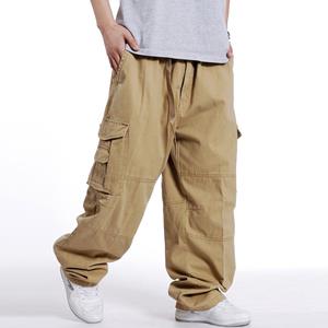 ANNECY Trendy heren grote maat wijde pijpen broek plus dikke heren broek Hip Hop losse Multi Pocket Overalls