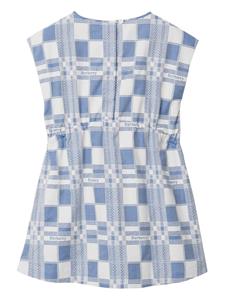 Burberry Kids check and logo-print cotton dress - Blauw