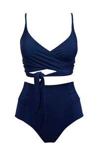 Anekdot Damen vegan Bikini Lin + Schleife Marineblau