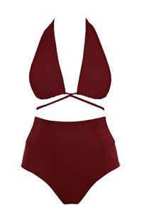 Anekdot Damen vegan Bikini Versatile + Bow Back Merlot