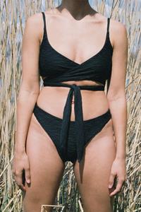 Anekdot Damen vegan Jacquard Lin + Skyline Slim Schwarz