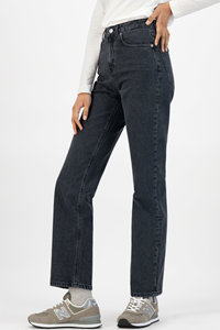MUD Jeans Damen vegan Relax Rose Straight Jeans Used Schwarz