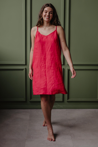 AmourLinen Damen vegan Slip Dress Zoe Viva Magenta Rot