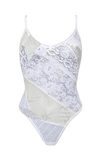 Anekdot Damen vegan Bodysuit Bouquet Creme & Weiß