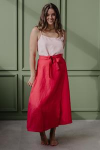 AmourLinen Damen vegan Wickelrock Iris Viva Magenta Rot