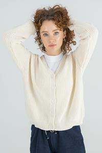 STORY OF MINE Damen vegan Strickjacke Kurz Creme