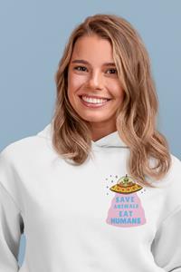 Oat Milk Club Damen vegan Hoodie Save Animals Eat Humans Unisex Weiß