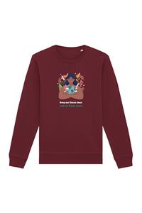 Oat Milk Club Damen vegan Sweatshirt Green Planet Maroon