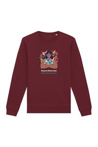 Oat Milk Club Damen vegan Sweatshirt Green Planet Maroon