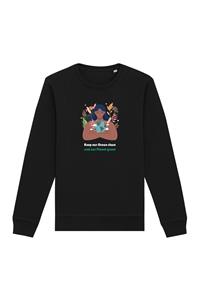 Oat Milk Club Damen vegan Sweatshirt Green Planet Schwarz