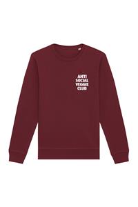 Oat Milk Club Damen vegan Sweatshirt Anti Social Veggie Club Maroon