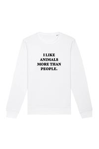 Oat Milk Club Damen vegan Sweatshirt I Like Animals More Weiß