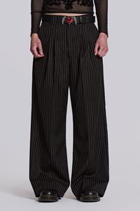 Jaded Man Black Pinstripe Goliath Suit Pants