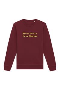 Oat Milk Club Damen vegan Sweatshirt More Pasta Less Drama Bordeaux