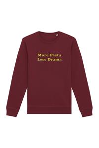 Oat Milk Club Damen vegan Sweatshirt More Pasta Less Drama Bordeaux