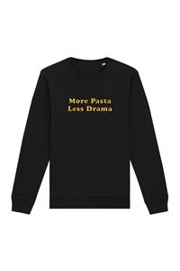 Oat Milk Club Damen vegan Sweatshirt More Pasta Less Drama Schwarz