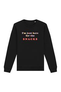 Oat Milk Club Damen vegan Sweatshirt Just Here For The Snacks Schwarz