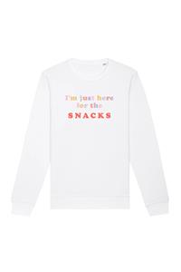 Oat Milk Club Damen vegan Sweatshirt Just Here For The Snacks Wit