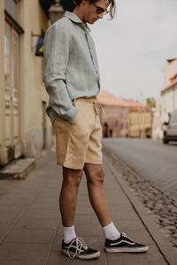 AmourLinen Herren vegan Leinen-Shorts Ares Anthrazit