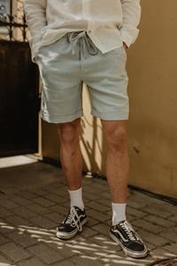 AmourLinen Herren vegan Leinen-Shorts Ares Salbei Grün