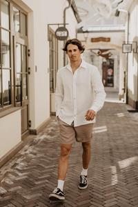 AmourLinen Herren vegan Leinen-Shorts Ares Weiß