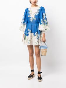 ALEMAIS Rita mini-jurk met borduurwerk - Blauw