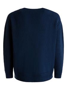Bally logo-embroidered ribbed-knit jumper - Blauw