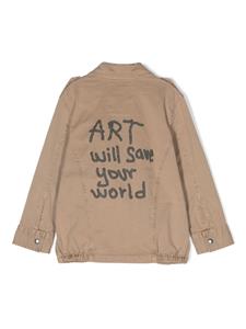 Zadig & Voltaire Kids embroidered-logo twill jacket - Beige