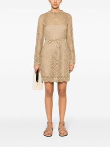 TWINSET Opengebreide lurex mini-jurk - Beige