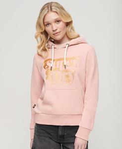 Superdry Vrouwen Hoodie met Retro-glitterlogo Roze