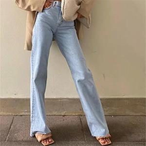 MOJTA Rechte pijp dames jeans denim bodem vriend lange hoge taille baggy jeans lange broek